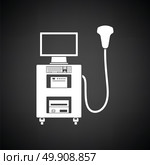 Ultrasound diagnostic machine icon. Black background with white. Vector illustration. Стоковая иллюстрация, агентство Ingram Publishing / Фотобанк Лори