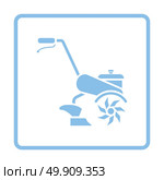 Garden tiller icon. Blue frame design. Vector illustration. Стоковая иллюстрация, агентство Ingram Publishing / Фотобанк Лори