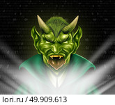 Internet troll and trolling monster using social media to provoke torment and anonymously bully members of the online community with 3D internet elements. Стоковое фото, агентство Ingram Publishing / Фотобанк Лори