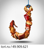 Hooked on fat concept as a fast food or high calorie snackd shaped as a tempting lure as a eating psychology concept with 3D illustyration elements. Стоковое фото, агентство Ingram Publishing / Фотобанк Лори