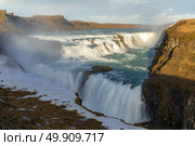 Gulfoss Golden Falls waterfall Iceland in winter. Стоковое фото, агентство Ingram Publishing / Фотобанк Лори