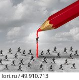 Succeed in business concept as a group of competing people with a pencil paving a path to faster success or recruitment of talent with 3D illustration elements. Стоковое фото, агентство Ingram Publishing / Фотобанк Лори