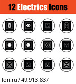 Electrics icon set. Electrics icon set. Thin circle design. Vector illustration. Стоковая иллюстрация, агентство Ingram Publishing / Фотобанк Лори