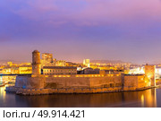 Marseille Saint Jean Castle and Cathedral de la Major and the Vieux port in France. Стоковое фото, агентство Ingram Publishing / Фотобанк Лори