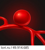 Aneurysm medical concept as a medicine symbol for symptoms and diagnosis of a blood vessel that is bulging into the shape of a balloon as a risk for rupture as a 3D illustration. Стоковое фото, агентство Ingram Publishing / Фотобанк Лори