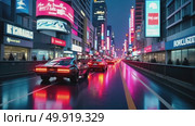 AI Generative Futurism science fiction, cyber city, panorama virtual reality, car automobile transport. Стоковое AI-видео, аниматор Spirit River / Фотобанк Лори