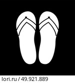 Beach slippers it is white icon .. Beach slippers it is white icon . Flat style . Стоковая иллюстрация, агентство Ingram Publishing / Фотобанк Лори