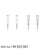 Pair of crutches grey set icon . Стоковая иллюстрация, агентство Ingram Publishing / Фотобанк Лори
