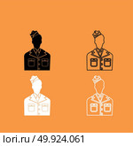 Veteran or soldier of the american army black and white set icon . Стоковая иллюстрация, агентство Ingram Publishing / Фотобанк Лори