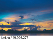 landscape sunset over the tropical lake in Thailand. Стоковое фото, агентство Ingram Publishing / Фотобанк Лори
