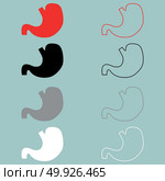 Stomach red black grey white icon.. Stomach red black grey white icon set. Стоковая иллюстрация, агентство Ingram Publishing / Фотобанк Лори