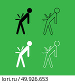 Man a with sick back  Backache icon  Black and white color set . Man a with sick back . Backache icon . Black and white color set . Стоковая иллюстрация, агентство Ingram Publishing / Фотобанк Лори