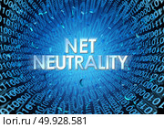 Net neutrality concept as an internet regulation idea with text and binary cade as an online technology metaphor for web freedom as a 3D illustration. Стоковое фото, агентство Ingram Publishing / Фотобанк Лори