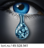 Antidepressant and prescription medicine overdose or psychiatric medication concept as a depression healthcare or mental health symbol with 3D illustration elements. Стоковое фото, агентство Ingram Publishing / Фотобанк Лори