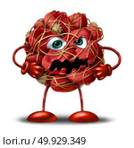 Blood clot character or mascot as a group of clumped human red cells stopping or slowing circulation flow as a 3D illustration on a white background. Стоковое фото, агентство Ingram Publishing / Фотобанк Лори
