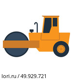 Icon of road roller. Flat color design. Vector illustration. Стоковая иллюстрация, агентство Ingram Publishing / Фотобанк Лори
