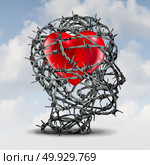 Protect your relationship or closed heart and the psychology of being introvert and shut out of feeling love with 3D illustration elements. Стоковое фото, агентство Ingram Publishing / Фотобанк Лори