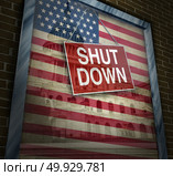 Shutdown government and United States federal system shuts down with a disagreement with republicans and democrats due to spending bill deal failure with 3D uillustration. Стоковое фото, агентство Ingram Publishing / Фотобанк Лори