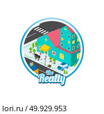big city isometric real estate realty cartoon logo template. big city isometric real estate realty cartoon logo template vector. Стоковая иллюстрация, агентство Ingram Publishing / Фотобанк Лори