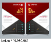 Brochure black and red geometric triangle with copy space on white background layout design template, Annual report, Leaflet, Flyer, Advertising, poster, Magazine, Business for background, vector illustration artwork A4 size. Стоковая иллюстрация, агентство Ingram Publishing / Фотобанк Лори