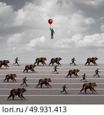 Leaving a declining stock market and divesting the bear market and investing timing concept as an investment strategy with 3D illustration elements. Стоковое фото, агентство Ingram Publishing / Фотобанк Лори