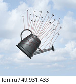 Water conservation scarcity concept and freshwater sustainable resource management concept as a group of birds transporting a water can with 3D illustration elements. Стоковое фото, агентство Ingram Publishing / Фотобанк Лори
