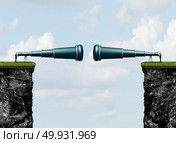 Corporate spying and business espionage concept as two competitors following each other observing using a telescope with 3D illustration elements. Стоковое фото, агентство Ingram Publishing / Фотобанк Лори