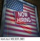 US economy jobs and hiring employees in the United States as an American economic rise and inflation with wage increases and employment demand as a 3D illustration. Стоковое фото, агентство Ingram Publishing / Фотобанк Лори