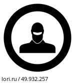 Man in balaclava or pasamontanas black icon in circle vector illustration isolated. Стоковая иллюстрация, агентство Ingram Publishing / Фотобанк Лори