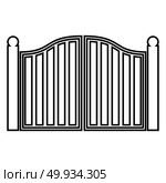 Old gate icon black color vector illustration flat style outline. Стоковая иллюстрация, агентство Ingram Publishing / Фотобанк Лори