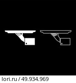 Hand with tray icon set white color illustration flat style simple image outline. Стоковая иллюстрация, агентство Ingram Publishing / Фотобанк Лори