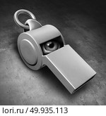 Secret informant as an imbedded spy or hidden whistle blower reporter or leaker of privileged information as a law enforcement symbol with 3D illustration elements.. Secret Informant. Стоковое фото, агентство Ingram Publishing / Фотобанк Лори