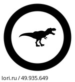 Dinosaur tyrannosaurus t rex icon black color in circle round vector illustration. Стоковая иллюстрация, агентство Ingram Publishing / Фотобанк Лори