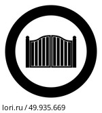 Old gate icon black color in circle round vector illustration. Стоковая иллюстрация, агентство Ingram Publishing / Фотобанк Лори