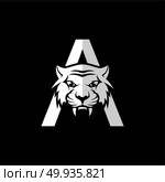 intimidating tiger front view theme logo template. intimidating tiger front view theme logo template vector. Стоковая иллюстрация, агентство Ingram Publishing / Фотобанк Лори