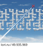 Business leader concept as strategic innovative success thinking as a plane finding a short cut to a cloud maze with 3D illustration elements.. Business Leader Concept. Стоковое фото, агентство Ingram Publishing / Фотобанк Лори