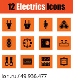 Electrics icon set. Orange design. Vector illustration. Стоковое фото, агентство Ingram Publishing / Фотобанк Лори