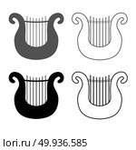 Harp icon set grey black color illustration flat style simple image. Стоковая иллюстрация, агентство Ingram Publishing / Фотобанк Лори