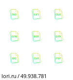 file type , files , documents , file  , doc , ai , psd , pdf , png , jpg , dmg , exe , msd , apk , txt, docx ,xls , html , css  , wav, mp3 , mp4 , db , eps , svg, icon, vector, design,  flat,  collection, style, creative,  icons. Стоковая иллюстрация, агентство Ingram Publishing / Фотобанк Лори