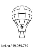 Icon of hot air balloon. Thin line design. Vector illustration. Стоковое фото, агентство Ingram Publishing / Фотобанк Лори