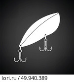 Icon of Fishing spoon. Black background with white. Vector illustration. Стоковое фото, агентство Ingram Publishing / Фотобанк Лори