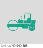 Icon of road roller. Gray background with green. Vector illustration. Стоковая иллюстрация, агентство Ingram Publishing / Фотобанк Лори