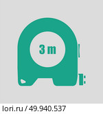 Icon of constriction tape measure. Gray background with green. Vector illustration. Стоковое фото, агентство Ingram Publishing / Фотобанк Лори