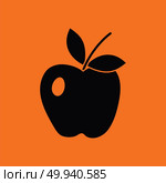 Icon of Apple. Orange background with black. Vector illustration. Стоковая иллюстрация, агентство Ingram Publishing / Фотобанк Лори