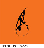 Icon of Pear. Orange background with black. Vector illustration. Стоковое фото, агентство Ingram Publishing / Фотобанк Лори