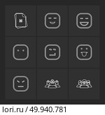 emoji , emoticon , smiley , happy , sad, cry , laugh , raomntic, love , angry , confused , handsome , nervous , kind , smile , icon, vector, design,  flat,  collection, style, creative,  icons. Стоковая иллюстрация, агентство Ingram Publishing / Фотобанк Лори