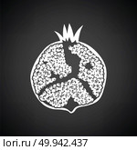 Icon of Pomegranate. Black background with white. Vector illustration. Стоковое фото, агентство Ingram Publishing / Фотобанк Лори