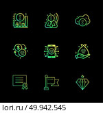 graph , golem , crypto currency , cloud , diamond , jwel , certificate , flag , mobile , icon, vector, design,  flat,  collection, style, creative,  icons. Стоковая иллюстрация, агентство Ingram Publishing / Фотобанк Лори
