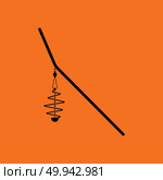 Icon of  fishing feeder net. Orange background with black. Vector illustration. Стоковое фото, агентство Ingram Publishing / Фотобанк Лори