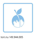 Icon of Peach. Blue frame design. Vector illustration. Стоковая иллюстрация, агентство Ingram Publishing / Фотобанк Лори